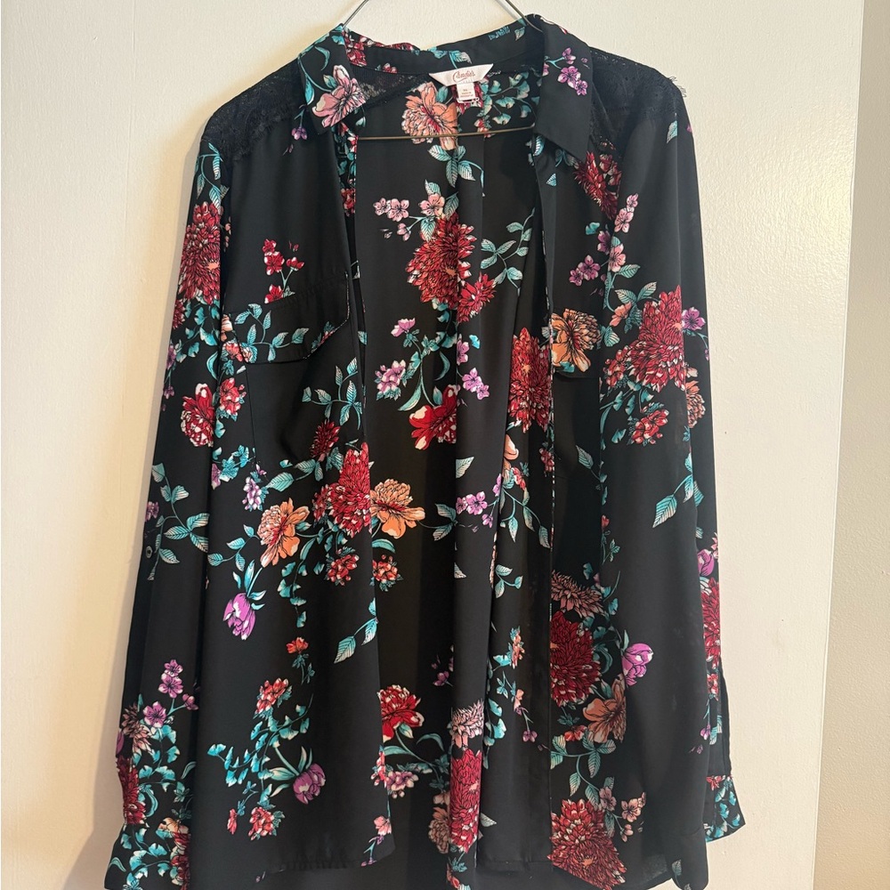 Floral Black Blouse